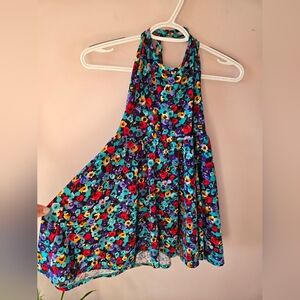 American Apparel Floral Halter Mini Dress | Size L | Y2K Babydoll